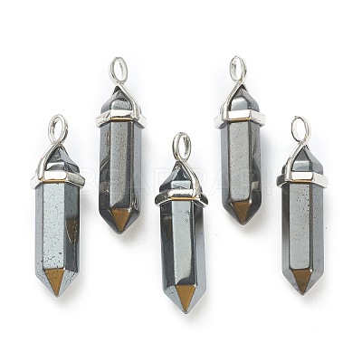 Synthetic Non-magnetic Hematite Pointed Pendants G-M378-01P-A16-1