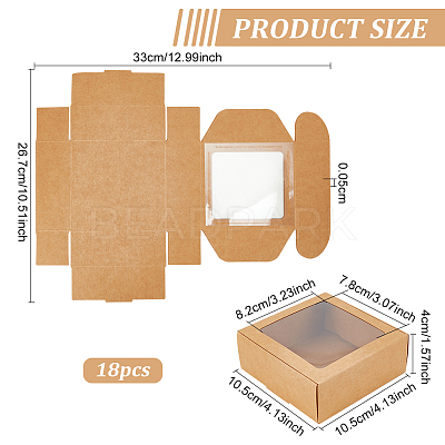 Square Foldable Creative Kraft Paper Box CON-WH0089-20C-1