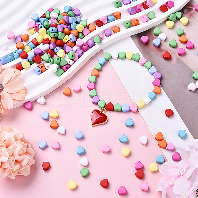 200Pcs 10 Colors Opaque Acrylic Beads MACR-YW0003-81-1