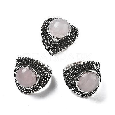 Natural Rose Quartz Adjustable Rings RJEW-I108-03AS-15-1