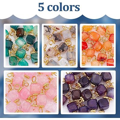 80Pcs 5 Color Natural Agate Connector Charms FIND-HY0001-39-1