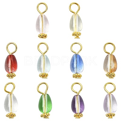 20Pcs 10 Colors Transparent Glass Pendants PALLOY-FS00073-1