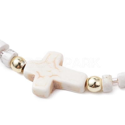Natural Howlite Beads Link Bracelets for Women Men BJEW-JB11467-06-1