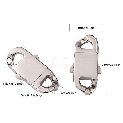 Non-Tarnish 304 Stainless Steel Box Clasps STAS-S080-03B-P-1