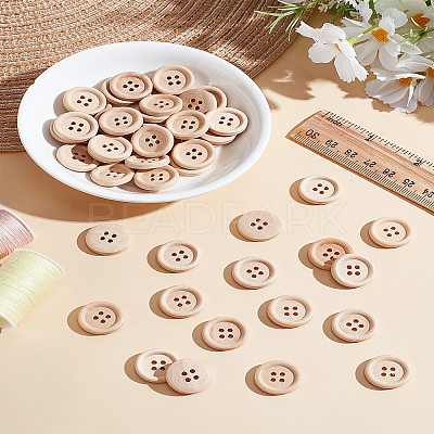 Flat Round Wood Buttons DIY-LP0001-14B-1