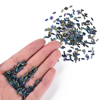 Metallic Colours Glass Bugle Beads SEED-N005-001-D02-1