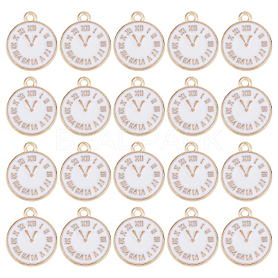 Clock Alloy Enamel Pendants ENAM-SC0003-47B-1