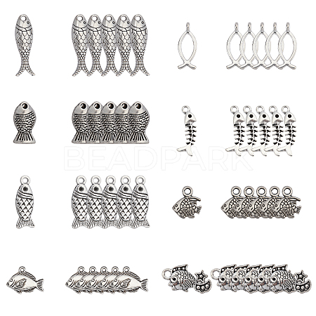 80Pcs 8 Style Tibetan Style Zinc Alloy Pendants TIBEP-SC0001-93-1