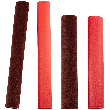 2 Pairs 2 Style Pleuche with PU Leather Door Handle Protective Casing AJEW-GF0003-07C-1