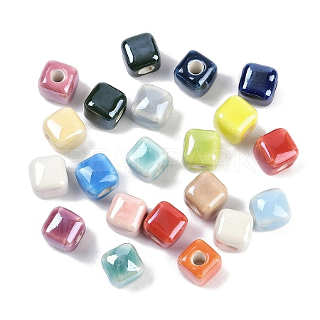 Handmade Porcelain Electroplated Beads PORC-R003-05-1