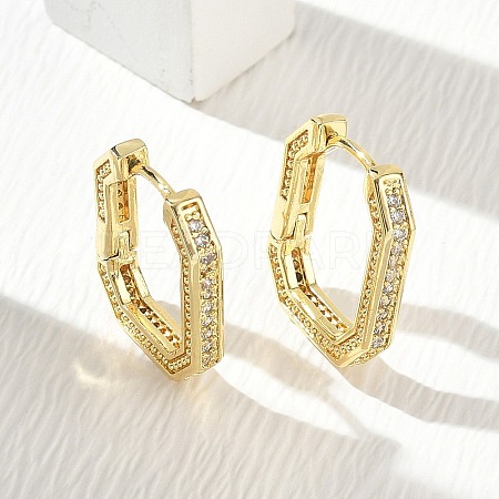 Brass Micro Pave Cubic Zirconia Hoop Earrings KK-CBA98BA-12G-1