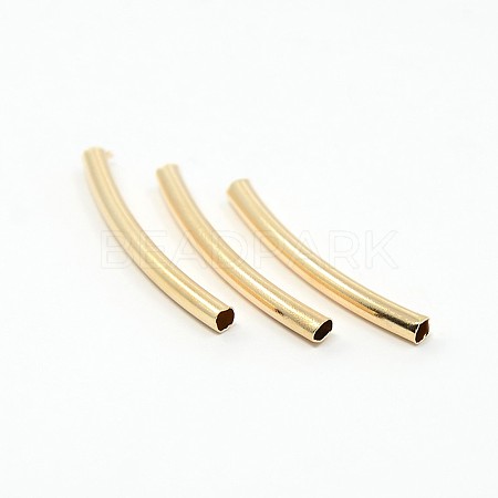 Brass Smooth Curved Tube Beads X-KK-O031-B-08-1