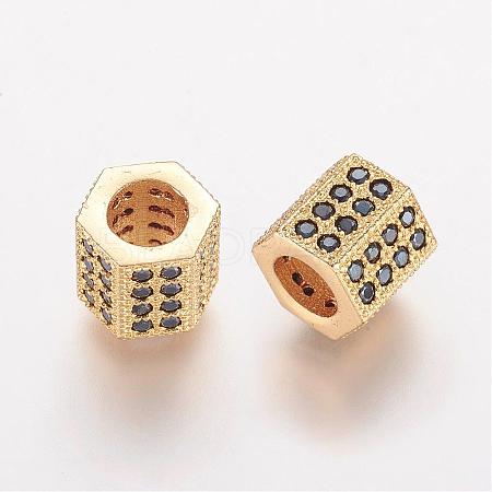 Brass Micro Pave Cubic Zirconia European Beads ZIRC-K063-10G-1