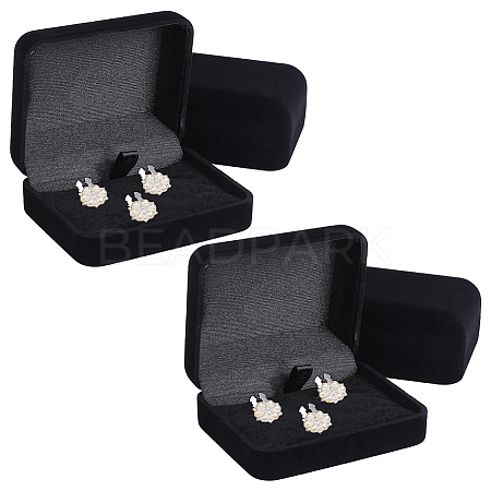 4Pcs Velvet Gift Cufflink Boxes with Hinged Lid and Black Inside CON-PH0003-64B-1