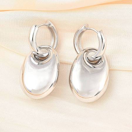 Oval Brass Hoop Earrings for Women EJEW-U057-06A-02P-1