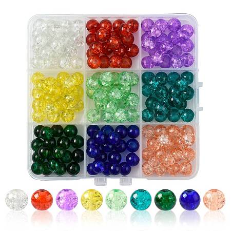 180Pcs 9 Colors Spray Painted Crackle Glass Beads Set CCG-FS0001-03-1