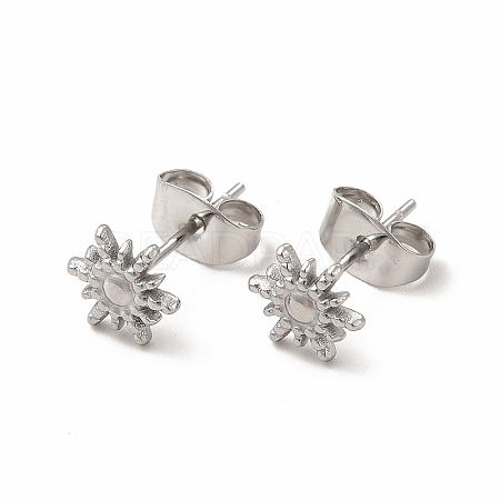 Non-Tarnish 304 Stainless Steel Sun Stud Earrings for Women EJEW-C004-09P-1