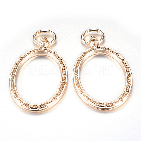 Rack Plating Alloy Open Back Bezel Big Pendants PALLOY-T005-08G-01-RS-1
