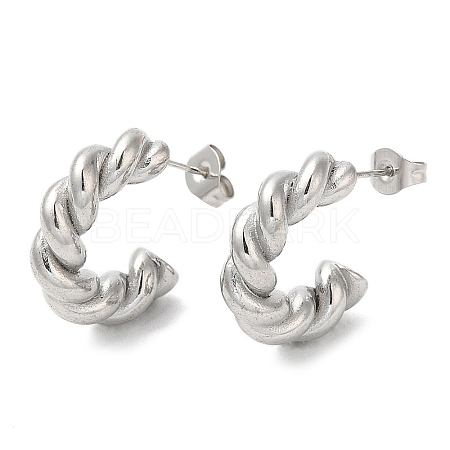 304 Stainless Steel Rope Chains Shape Stud Earrings EJEW-B026-04P-1