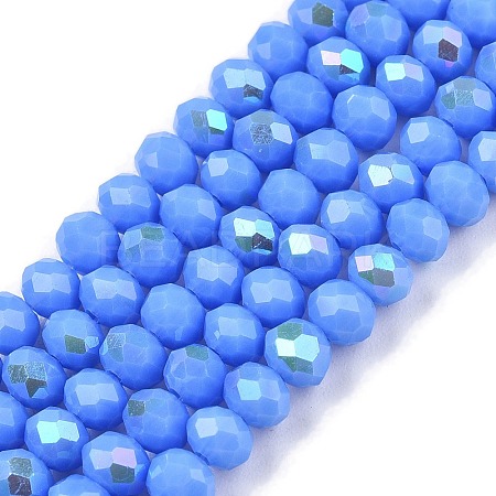Electroplate Opaque Solid Color Glass Beads Strands EGLA-A044-P4mm-L17-1