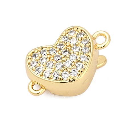 Brass Micro Pave Clear Cubic Zirconia Box Clasps KK-P291-44G-1