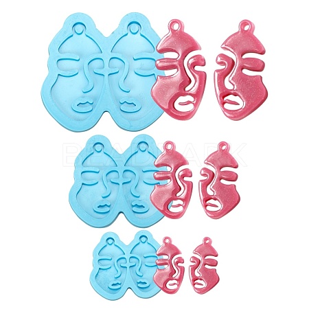 3Pcs 3 Style Abstract Face Silicone Molds DIY-LS0003-13-1