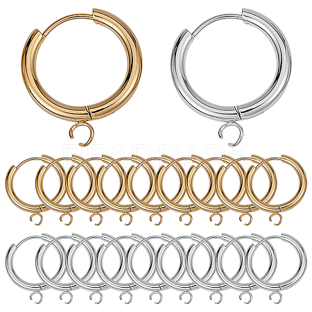 SUNNYCLUE 12Pcs 2 Colors 201 Stainless Steel Huggie Hoop Earring Findings STAS-SC0004-68-1