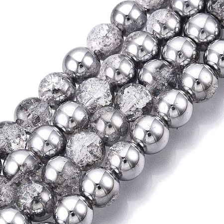 Electroplated Crackle Glass Beads Strands X-EGLA-N014-8mm-03-1