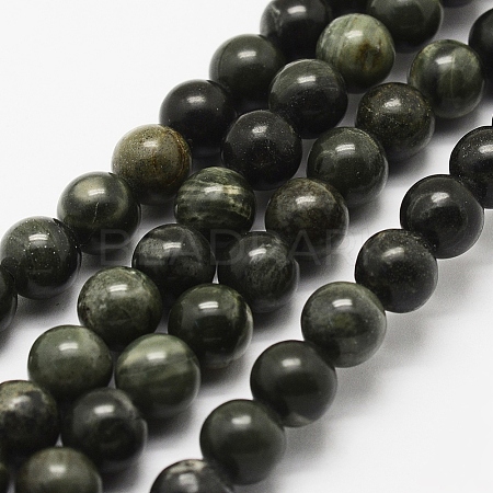 Natural Green Wood Lace Stone Beads Strands G-J358-04-8mm-1