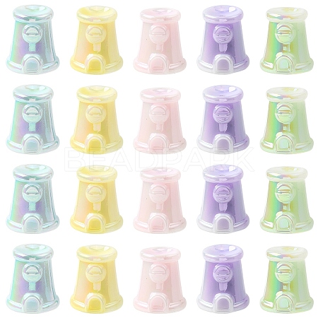 10Pcs UV Plating Acrylic Beads MACR-YW0004-57-1