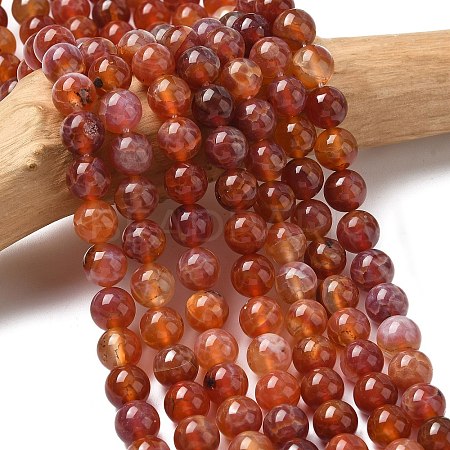 Natural Fire Crackle Agate Beads Strands G-G212-8mm-10-1