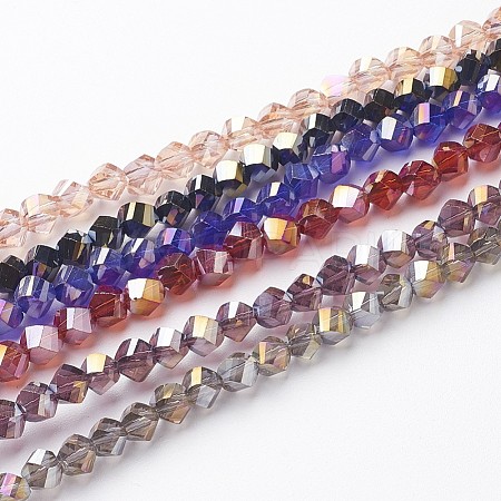 Electroplate Glass Beads Strands EGLA-R031-6mm-M-1