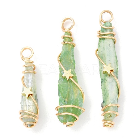 3Pcs Electroplated Raw Rough Natural Quartz Crystal Copper Wire Wrapped Pendants GG-CJ5020-G-1