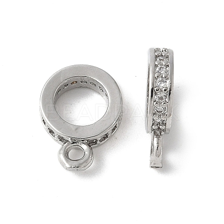 Brass Micro Pave Cubic Zirconia Tube Bails KK-D324-33P-1