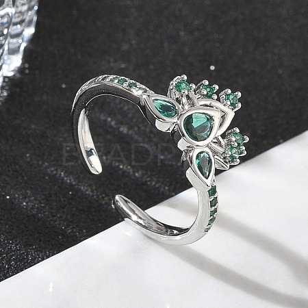 Brass Micro Pave Cubic Zirconia Cuff Open Rings RJEW-Z145-06P-1