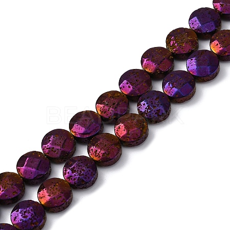 Electroplated Natural Lava Rock Beads Strands G-A256-F01-01A-1