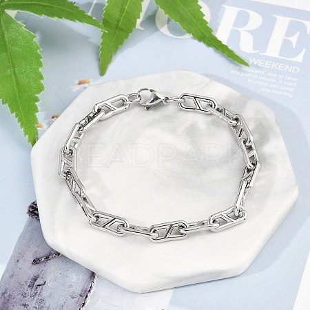 304 Stainless Steel Oval Link  Chain Bracelets for Women Men BJEW-F488-49A-P-1