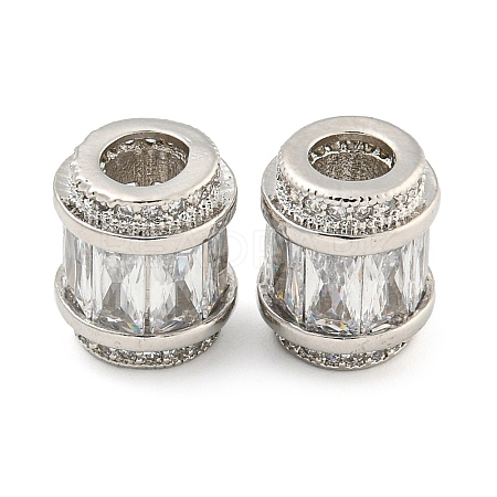 Rack Plating Brass Micro Pave Cubic Zirconia European Beads LS-KK-F089-31P-08-1
