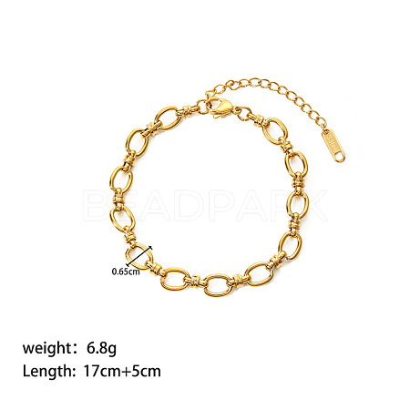 European Style 304 Stainless Steel Link Chain Bracelet for Women HM2215-9-1