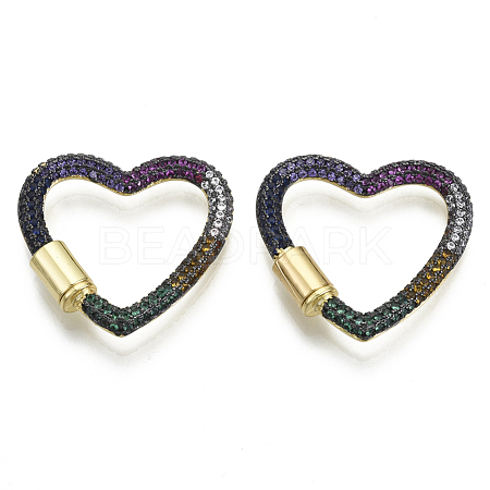 Brass Micro Pave Cubic Zirconia Screw Carabiner Lock Charms ZIRC-N039-016B-NF-1