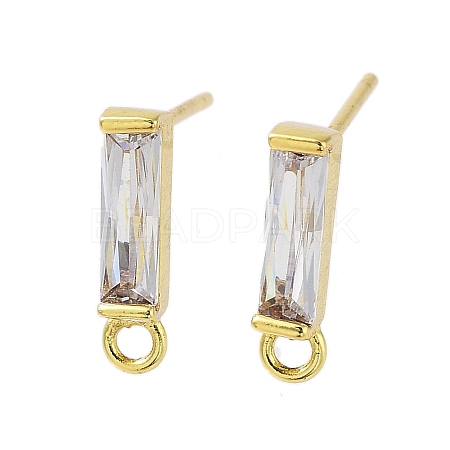 Brass Micro Pave Cubic Zirconia Earring Findings KK-A205-10G-03-1