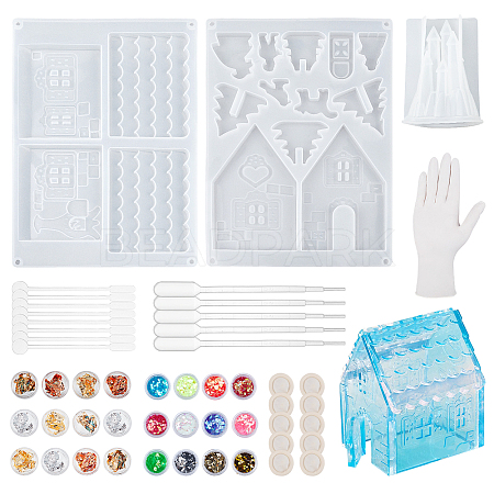 DIY 3D House Silicone Molds Kits DIY-OC0002-96-1