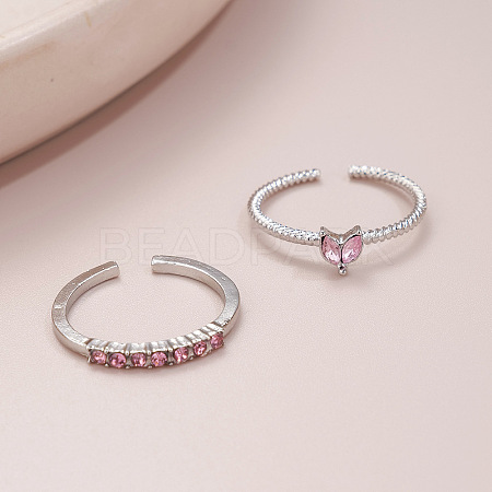 2Pcs Alloy with Rhinestone Cuff Rings FS-WGCB7EB-19-1