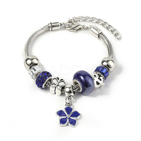 European Style Zinc Alloy Enamel & 201 Stainless Steel & Plastic & Rhinestone Charm Bracelets FS-WG22A2C-06-1