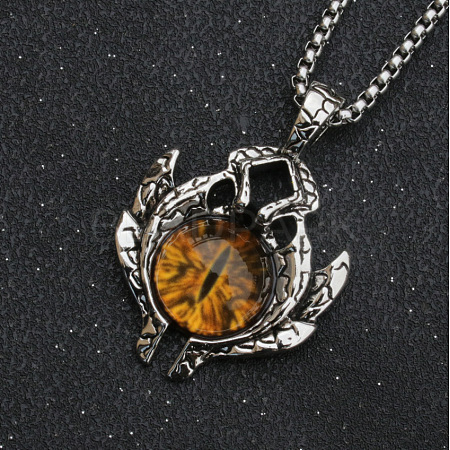 Evil Eye Alloy Pave Glass Pendant 667 Stainless Steel Chain Necklaces for Men FS-WG7A50C-07-1