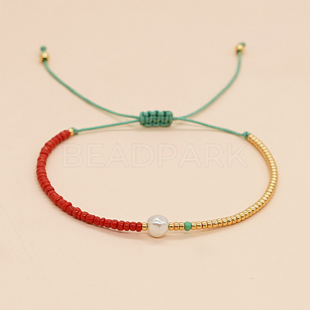Adjustable Glass Seed Beads Braided Bead Bracelets for Women UG7337-1-1