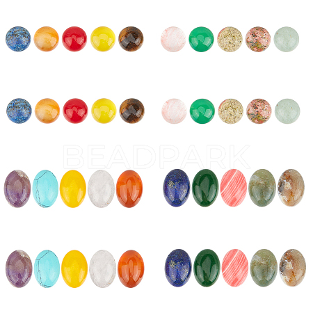 HOBBIESAY 40Pcs 20 Styles Mixed Gemstone Cabochons G-HY0001-54-1