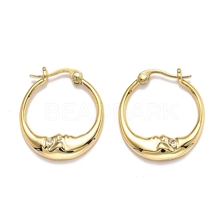 Brass Micro Pave Clear Cubic Zirconia Hoop Earrings EJEW-B006-01G-1