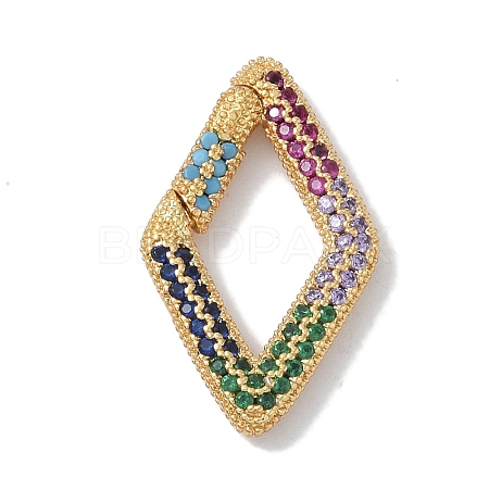 Rack Plating Brass Micro Pave Cubic Zirconia Twister Clasps KK-NH0002-06G-02-1
