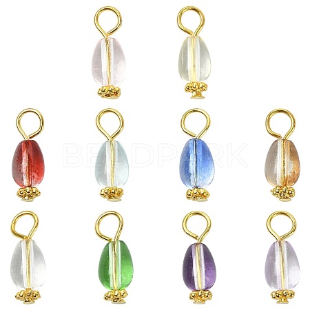 20Pcs 10 Colors Transparent Glass Pendants PALLOY-FS00073-1